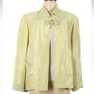 Vintage An Ren New York Woman's Open Jacket Yellow Lime Size Medium Wearable Art